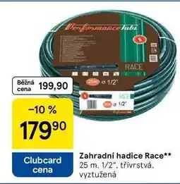 Tesco Zahradní hadice Race, 25 m. 1/2. třívrstvá. vyztužená nabídka