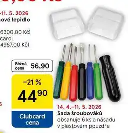 Tesco Sada šroubováků, obsahuje 6 ks a násadu v plastovém pouzdře nabídka