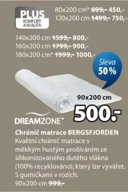 JYSK DREAMZONE Chránič matrace BERGSFJORDEN nabídka