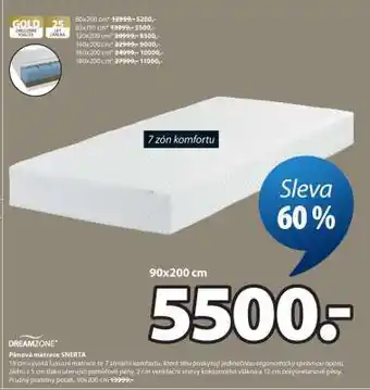 JYSK DREAMZONE Pěnová matrace SNERTA nabídka