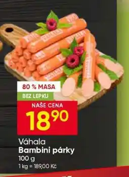 Hruška Váhala Bambini párky nabídka