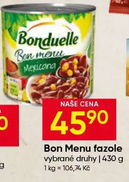 Hruška Bon Menu fazole nabídka