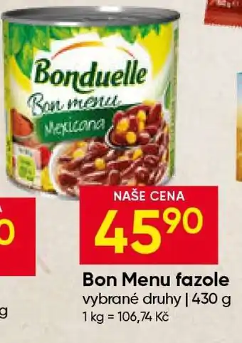 Hruška Bon Menu fazole nabídka