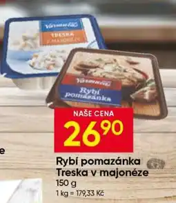 Hruška Rybí pomazánka Treska v majonéze nabídka