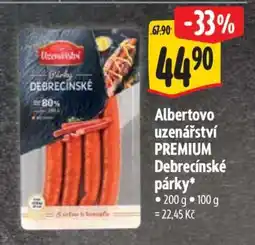 Albert Albertovo uzenářství Premium Debrecínské párky nabídka