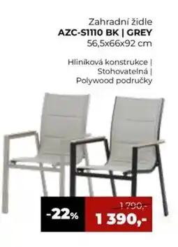 Jamall Zahradní židle AZC-S1110 BK | GREY nabídka