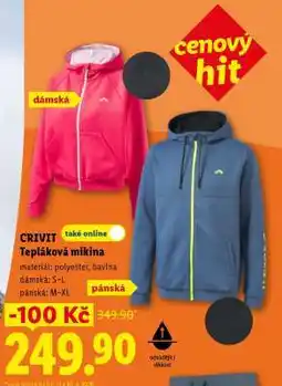 Lidl Crivit TEPLÁKOVÁ MIKINA nabídka