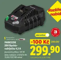 Lidl Parkside 20V Rychlonabíječka 4,5 A nabídka