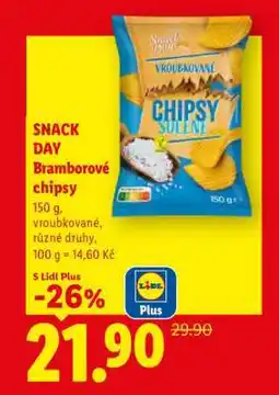 Lidl SNACK DAY Bramborové chipsy nabídka