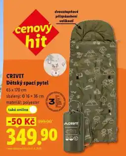 Lidl CRIVIT DĚTSKÝ SPACÍ PYTEL nabídka