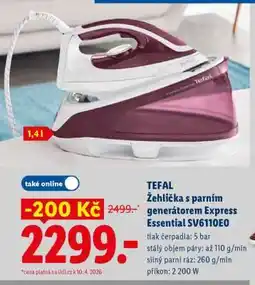 Lidl TEFAL Žehlička s parním generátorem Express Essential SV6110EO nabídka