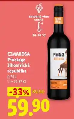 Lidl CIMAROSA Pinotage Jihoafrická republika nabídka