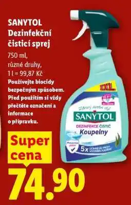 Lidl SANYTOL DEZINFEKČNÍ ČISTICÍ SPREJ nabídka