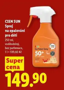 Lidl Cien sun SPREJ NA OPALOVÁNÍ PRO DĚTI nabídka