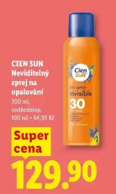 Lidl Cien sun NEVIDITELNÝ SPREJ NA OPALOVÁNÍ nabídka