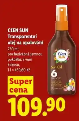 Lidl Cien sun TRANSPARENTNÍ OLEJ NA OPALOVÁNÍ nabídka