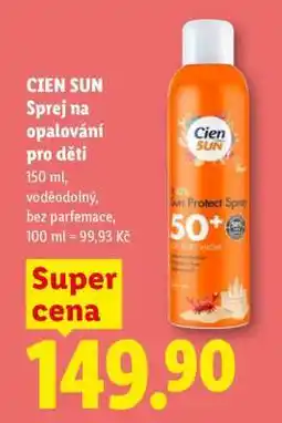 Lidl Cien sun SPREJ NA OPALOVÁNÍ PRO DĚTI nabídka