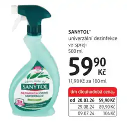 dm drogerie SANYTOL univerzální dezinfekce ve spreji nabídka