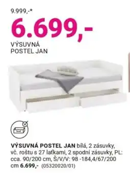 Möbelix Výsuvná postel jan nabídka