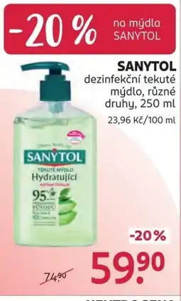 Rossmann SANYTOL dezinfekční tekuté mýdlo nabídka