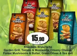 Adam Krambals Bruschetta Garden Grill, Tomato & Mozzarella, Creamy Cheese, Forest Mushrooms & Butter, Green Olives & Sea salt nabídka