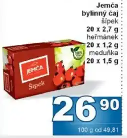 Jip Jemča bylinný čaj šípek nabídka
