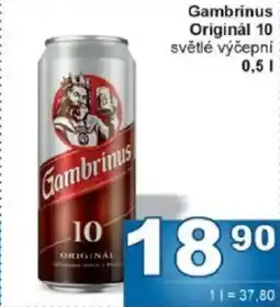 Jip Gambrinus Originál 10 světlé výčepní nabídka