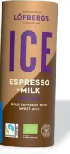 Jip Löfbergs ICE ledová káva espresso + milk nabídka