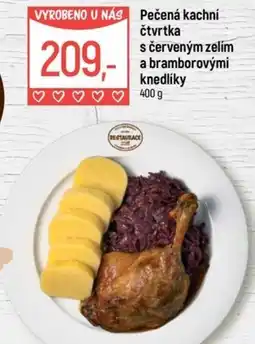 Globus Pečená kachní čtvrtka s červeným zelím a bramborovými knedlíky nabídka