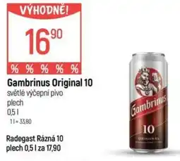 Globus Gambrinus Original 10 světlé výčepní pivo nabídka