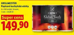 Lidl GRILLMEISTER Papírové kuchyňské utěrky, 6x 100 útržků nabídka