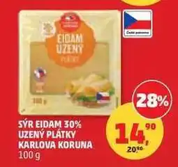 Penny Market Sýr Eidam 30% uzený plátky Karlova Koruna nabídka