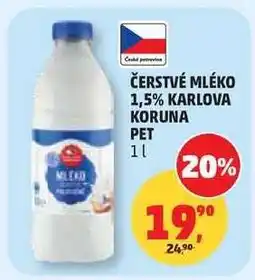 Penny Market Čerstvé mléko 1,5% Karlova Koruna PET nabídka