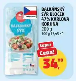 Penny Market Balkánský sýr bloček 47% Karlova Koruna nabídka