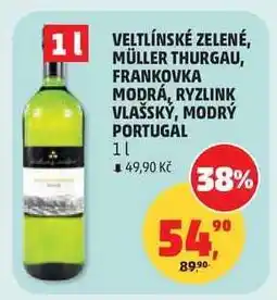 Penny Market Veltlínské zelené, Müller Thurgau, Frankovka modrá, Ryzlink vlašský, Modrý Portugal nabídka