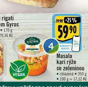 Albert Masala kari rýže se zeleninou nabídka