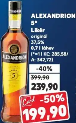 Kaufland ALEXANDRION 5* Likér nabídka