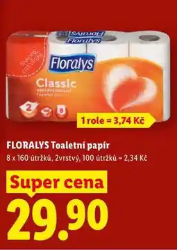 Lidl FLORALYS Toaletní papír, 8 x 160 útržků nabídka