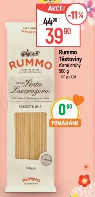 Globus Rummo Těstoviny nabídka
