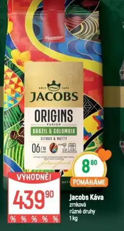 Globus Jacobs Káva zrnková nabídka