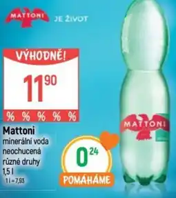 Globus Mattoni minerální voda neochucená nabídka