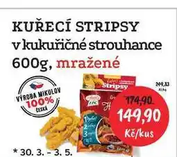 RABBIT řeznictví KUŘECÍ STRIPSY v kukuřičné strouhance 600g, mražené nabídka