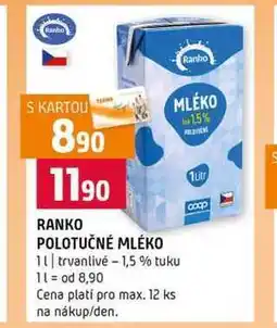 Terno RANKO POLOTUČNÉ MLÉKO trvanlivé 1,5 % tuku nabídka