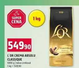 Terno L'OR CREMA ABSOLU CLASSIQUE 1000 g káva zrnková nabídka