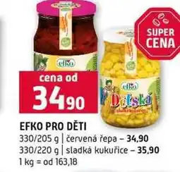 Terno EFKO PRO DĚTI 330/205 g červená řepa 330/220 g sladká kukuřice nabídka