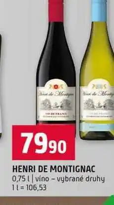 Terno HENRI DE MONTIGNAC 0,75l víno vybrané druhy nabídka