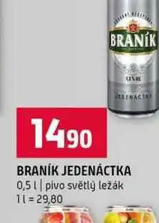 Terno BRANÍK JEDENÁCTKA 0,5l pivo světlý ležák nabídka