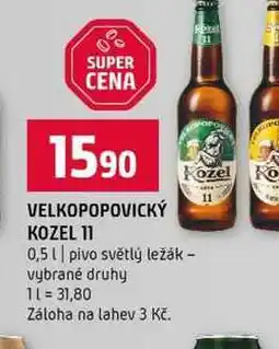 Terno VELKOPOPOVICKÝ KOZEL 11 0,5l pivo světlý ležák vybrané druhy nabídka