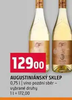 Terno AUGUSTINIÁNSKÝ SKLEP 0,75l víno pozdní sběr vybrané druhy nabídka