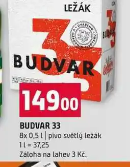 Terno BUDVAR 33 8x 0,5l pivo světlý ležák nabídka